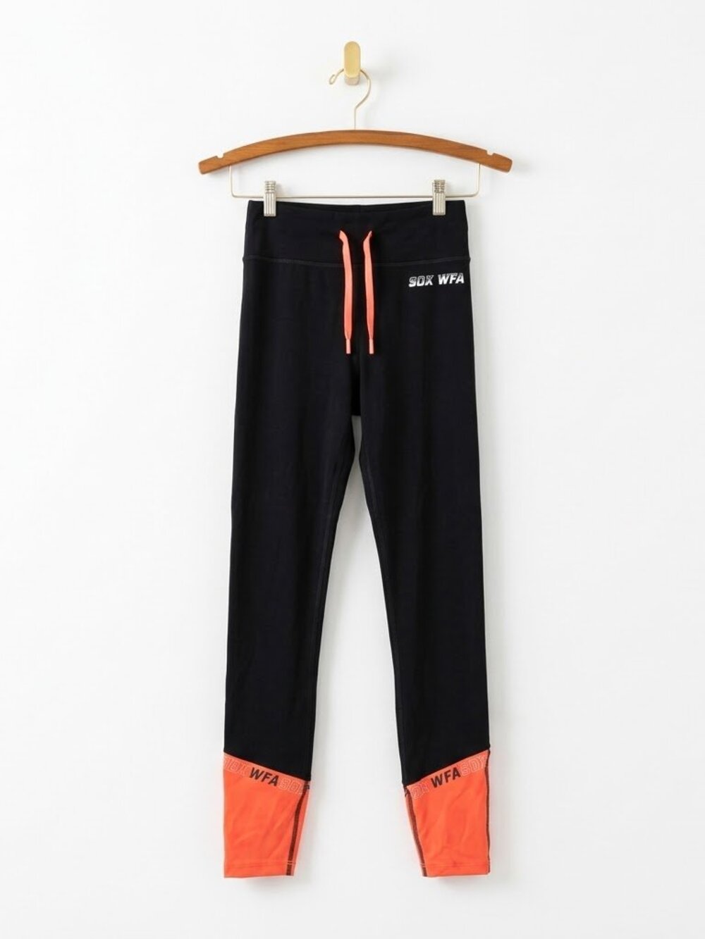 Sarah's Day x White Fox Leggings Size Small Color Block Neon Orange Black